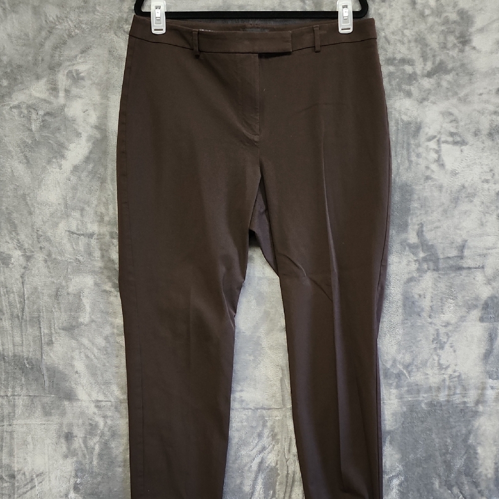 Talbots Dark Brown Women's High Waist Curvey Straight Trousers sz 16
